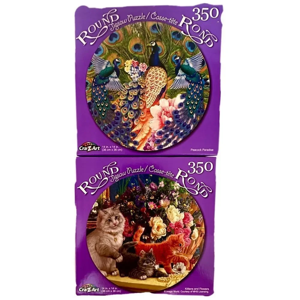 Craz Art 350 Piece Space Saver Jigsaw Puzzles‎ Cats & Peacocks